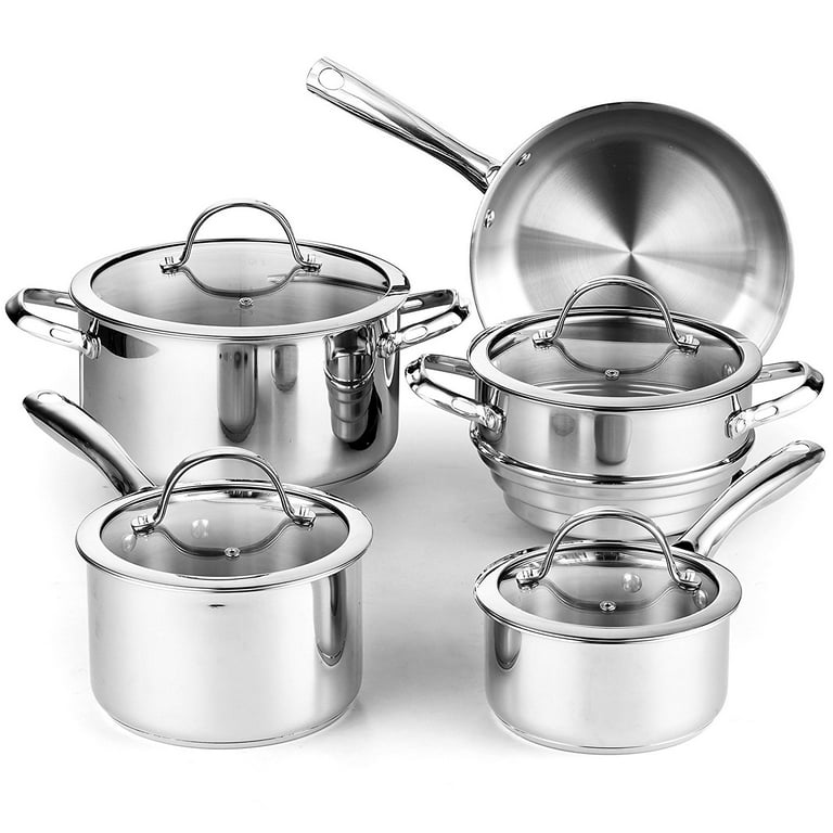 Misen Stainless Steel Pots and Pans Set - Stainless Steel Cookware Set - 9  Piece Essential Kitchen Cookware Sets