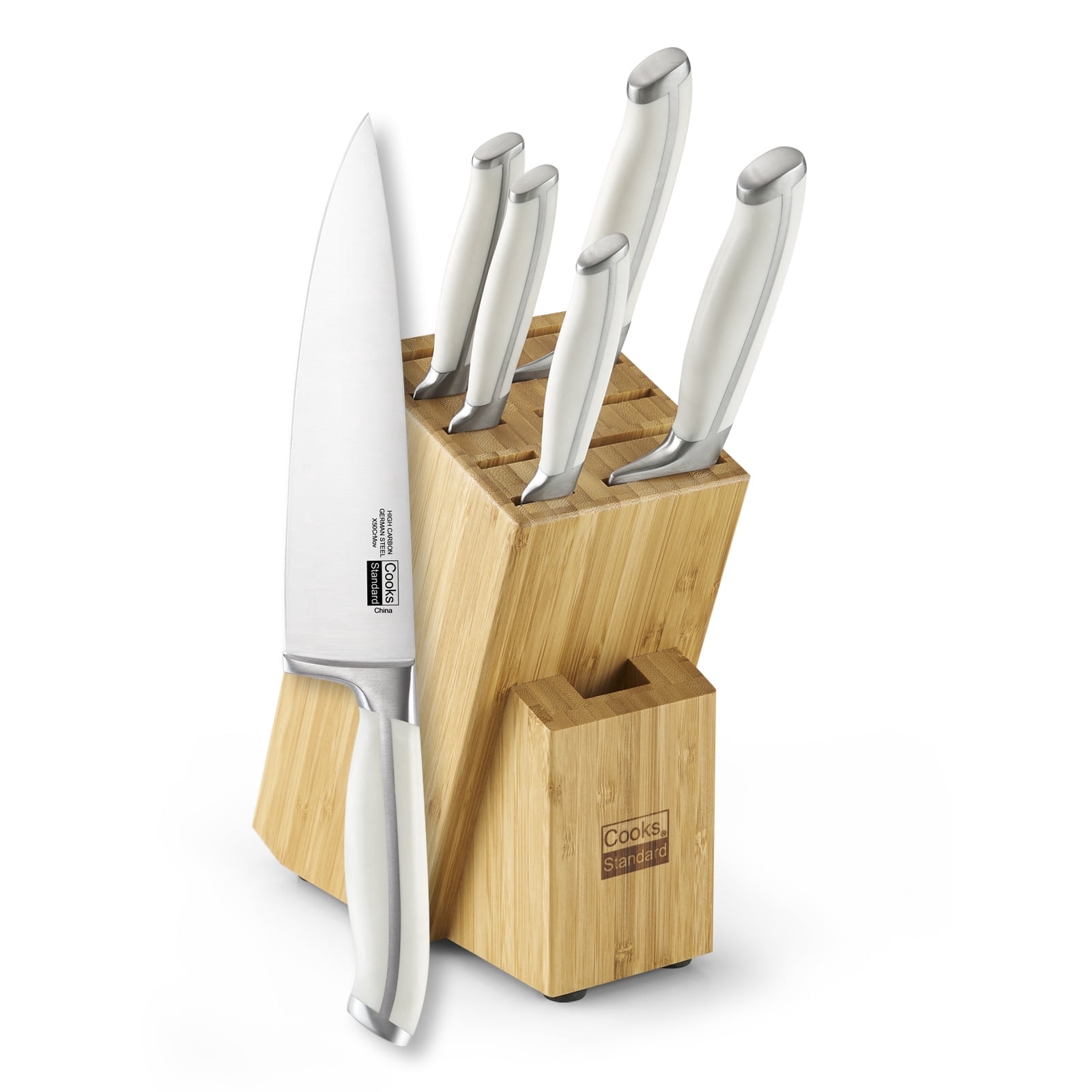 Cooks Standard Classic Bamboo Kitchen Cutlery Block Set with Knifes ...