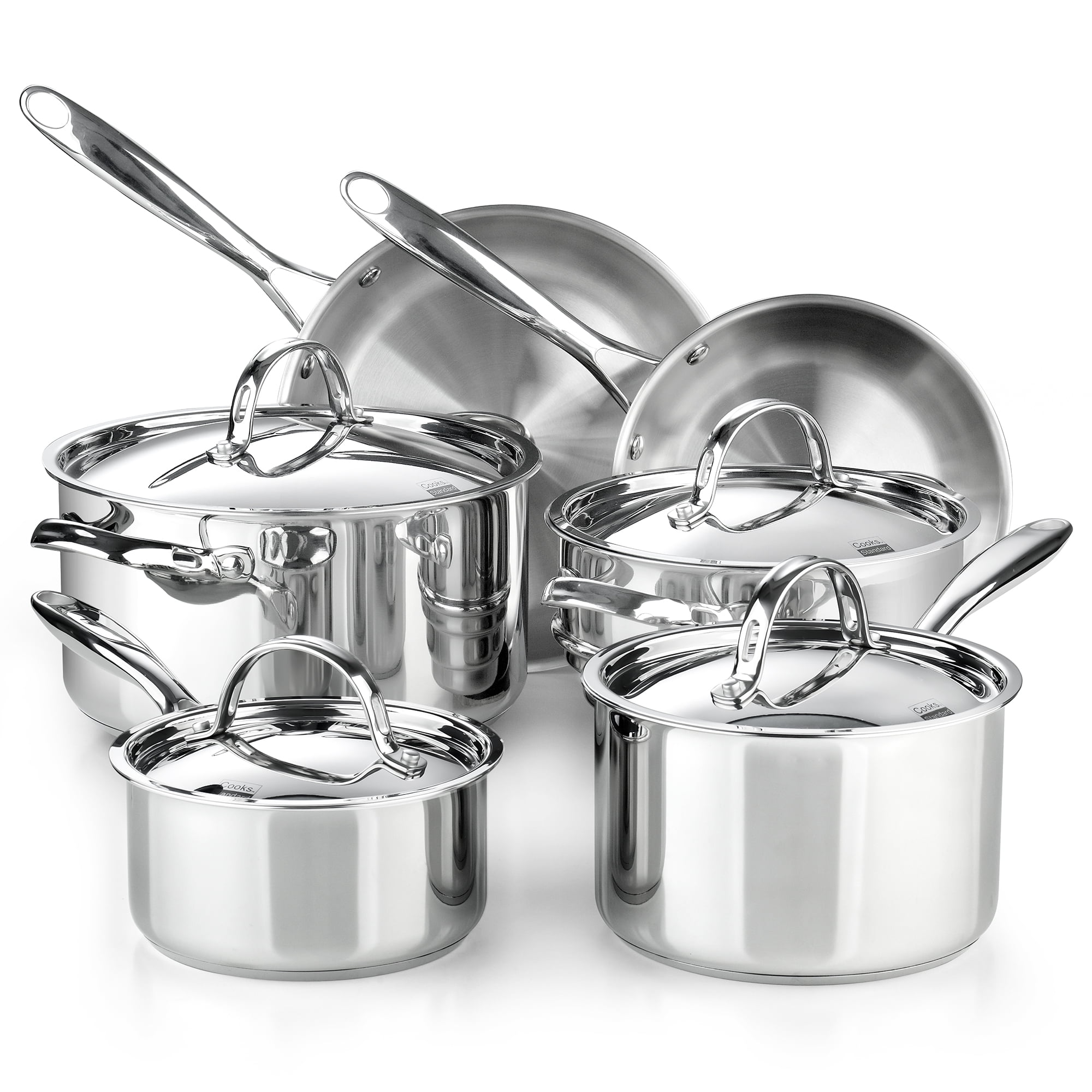 Cooks Standard Classic Stainless Steel Cookware Set 10Pieces, 18/10 Stainless Steel Pots and