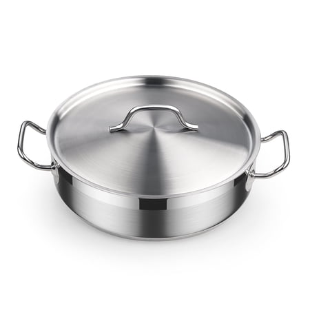 Cooks Standard Professional 4 Quart Stainless Steel Sauté Pan with Lid, Deep Frying Pan Chef’s All Purpose Skillet with Cover, Dishwasher & Oven Safe, Compatible with All Stovetops