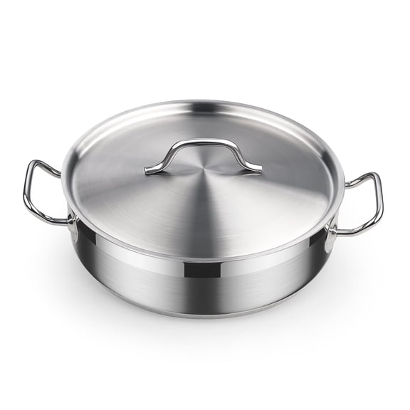 Cooks Standard Professional Stainless Steel Deep Frying Pan, 4 Quart Saut Pan with Lid, Chefs All Purpose Skillet with Cover, Dishwasher & Oven Safe, Compatible with All Stovetops