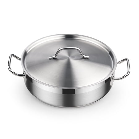 Cooks Standard Professional 4 Quart Stainless Steel Sauté Pan with Lid, Deep Frying Pan Chef’s All Purpose Skillet with Cover, Dishwasher & Oven Safe, Compatible with All Stovetops