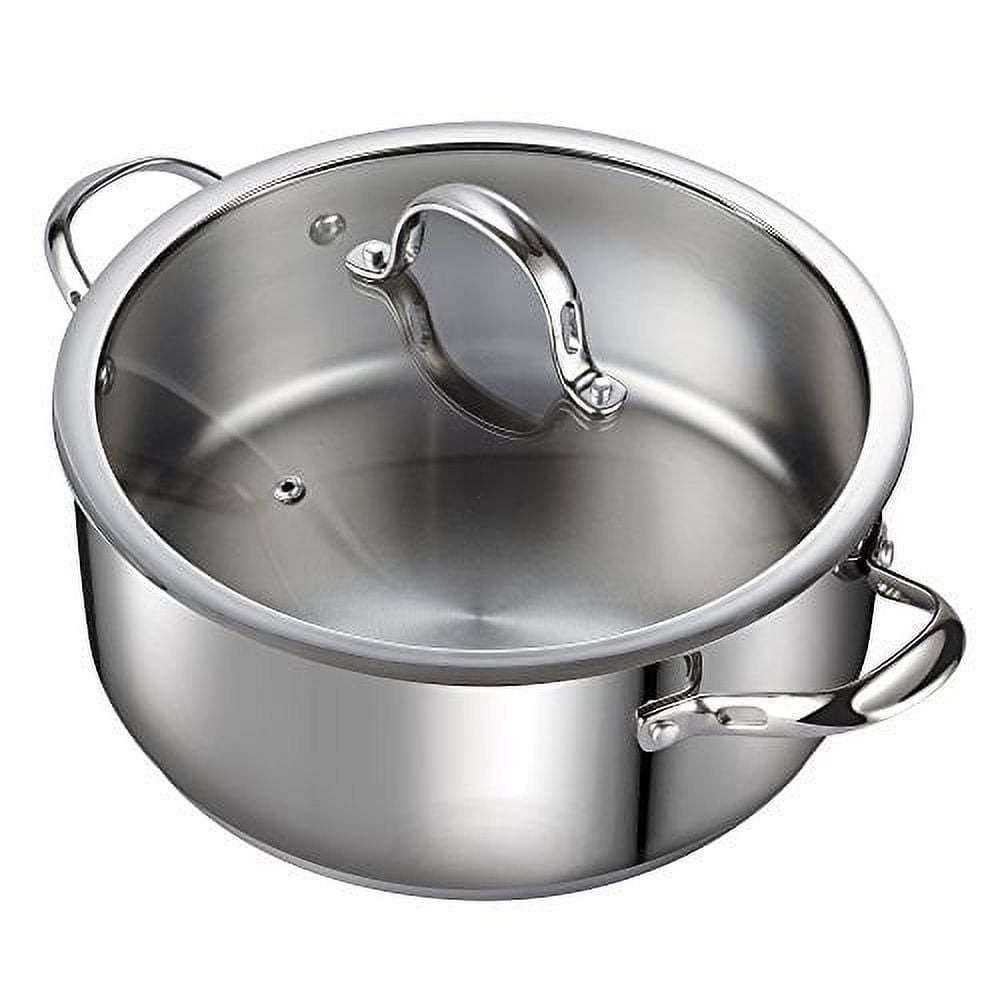 7-Quart Silver Aluminum Stainless Steel Stockpot with Glass Lid