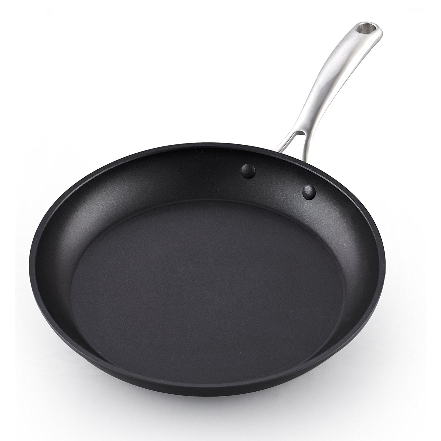 12-Inch Black Aluminum Nonstick Frying Pan with Stainless Steel Handle