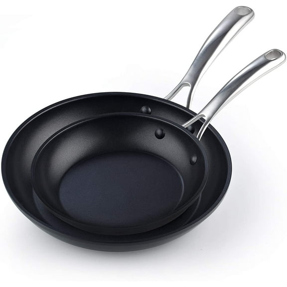 Cooks Standard Frying Omelet Pan Set, 2-Piece Classic Hard Anodized Nonstick 8-Inch/10.5-Inch Saute Skillet Egg Pan, Black
