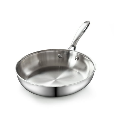 Cooks Standard Multi-Ply Clad 8-Inch Stainless Steel Frying Pan, Egg Omelet Pan & Small Wok Stir Fry Pan Kitchen Skillet, Stay-Cool Handle, Induction Compatible Cookware, Dishwasher Oven Safe