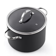 Cooks Standard Classic 8-Quart Stock Pot Dutch Oven Casserole with Glass Lid, Hard Anodized Nonstick Stockpot, Not Induction, Black