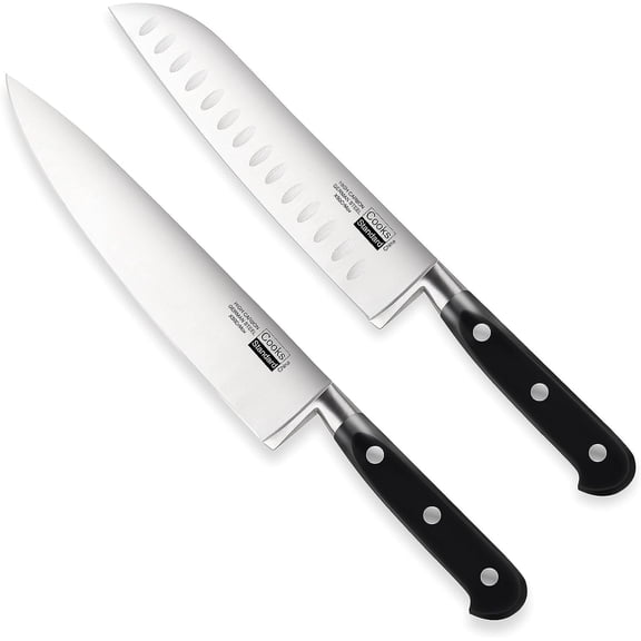 Cooks Standard Classic Cutlery, High Carbon Stainless Steel Knife Set, 8" Chef's Knife and 7" Santoku Knife Classic Sharp Kitchen Knives Set, Ergonomic Handle, 2-Piece