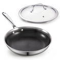 thumbnail image 1 of Cooks Standard Hybrid Mutli-Ply Clad 10 Inch Nonstick Frying Pan, Stainless Steel Skillet with Tempered Glass Lids, Cool Handle, Oven Safe, Compatible with All Stovetops, 1 of 7