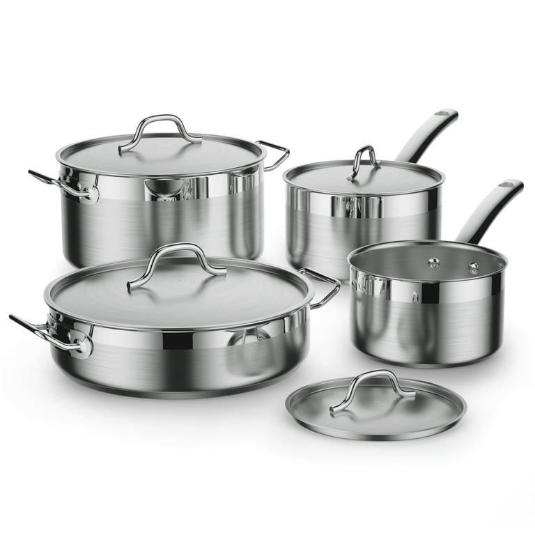 KitchenAid 3-Ply Cookware Set 15-in Stainless Steel Cookware Set with  Lid(s) Included in the Cooking Pans & Skillets department at