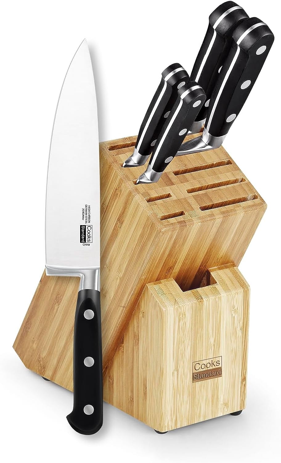 Sabatier 15-Piece Triple Rivet Knife Block Set, High-Carbon Stainless Steel  Kitchen Knives, Razor-Sharp Knife Set with Black Wood Block, Gray Acrylic
