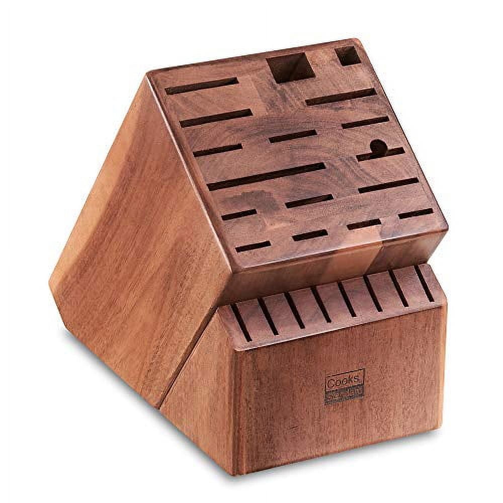 25-Slot Brown Acacia Wood Knife Storage Block
