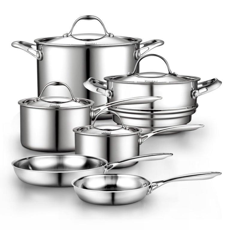 Multi-Ply Clad 10-Piece Stainless Steel Nonstick Cookware Set Multi-Ply Clad 10-Piece Stainless Steel Nonstick Cookware Set