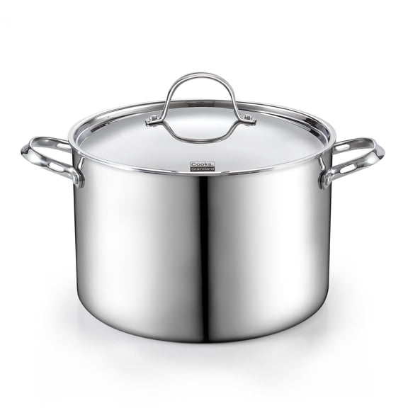 Cooks Standard Multi-Ply Clad 12 Quart Stock Pot, Stainless Steel Soup Pot with Stainless Lid, Large Cooking Pot for Pasta, Spaghetti, Stockpot with Even Heating, Induction Cookware, Oven Safe