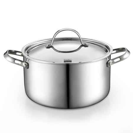Cooks Standard Multi-Ply Clad Stainless Steel Stock Pot, 6-Quart Pasta Cooking Canning Pot with Lid, Deep Stockpot Induction Cookware