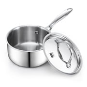 Cooks Standard Multi-Ply Clad 1.5 Quart Stainless Steel Saucepan with Lid, Small Kitchen Induction Cooking Sauce Pot Pan, Dishwasher & Oven Safe, Compatible with All Cooktops
