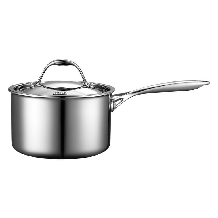 P&P CHEF 2 Quart Saucepan with Lid, Tri-Ply Stainless Steel Sauce Pan with  Glass Lid, Small Induction Pot, Kitchen Cookware for Cooking Boiling