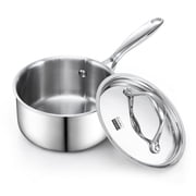 Cooks Standard Multi-Ply Clad 1.5 Quart Stainless Steel Saucepan with Lid, Small Kitchen Induction Cooking Sauce Pot Pan, Dishwasher & Oven Safe, Compatible with All Cooktops