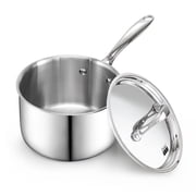 Cooks Standard Multi-Ply Clad 3 Quart Stainless Steel Saucepan with Lid, Kitchen Induction Cooking Sauce Pot Pan, Dishwasher & Oven Safe, Compatible with All Cooktops