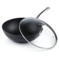 thumbnail image 1 of Cooks Standard Classic 11 Inch Nonstick Wok Pan with Lid, Hard Anodized Non Stick Deep Frying Pans, Flat Bottom Wok for Stir Fry, Dishwasher & Oven Safe, Black, 1 of 7