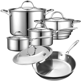  All-Clad D3 3-Ply Stainless Steel Cookware Set 10 Piece  Induction Oven Broiler Safe 600F Pots and Pans Silver : Clothing, Shoes &  Jewelry