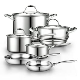  Tramontina Stainless Steel Tri-Ply Clad 10-Piece Cookware Set,  Glass Lids, 80116/1011DS: Home & Kitchen