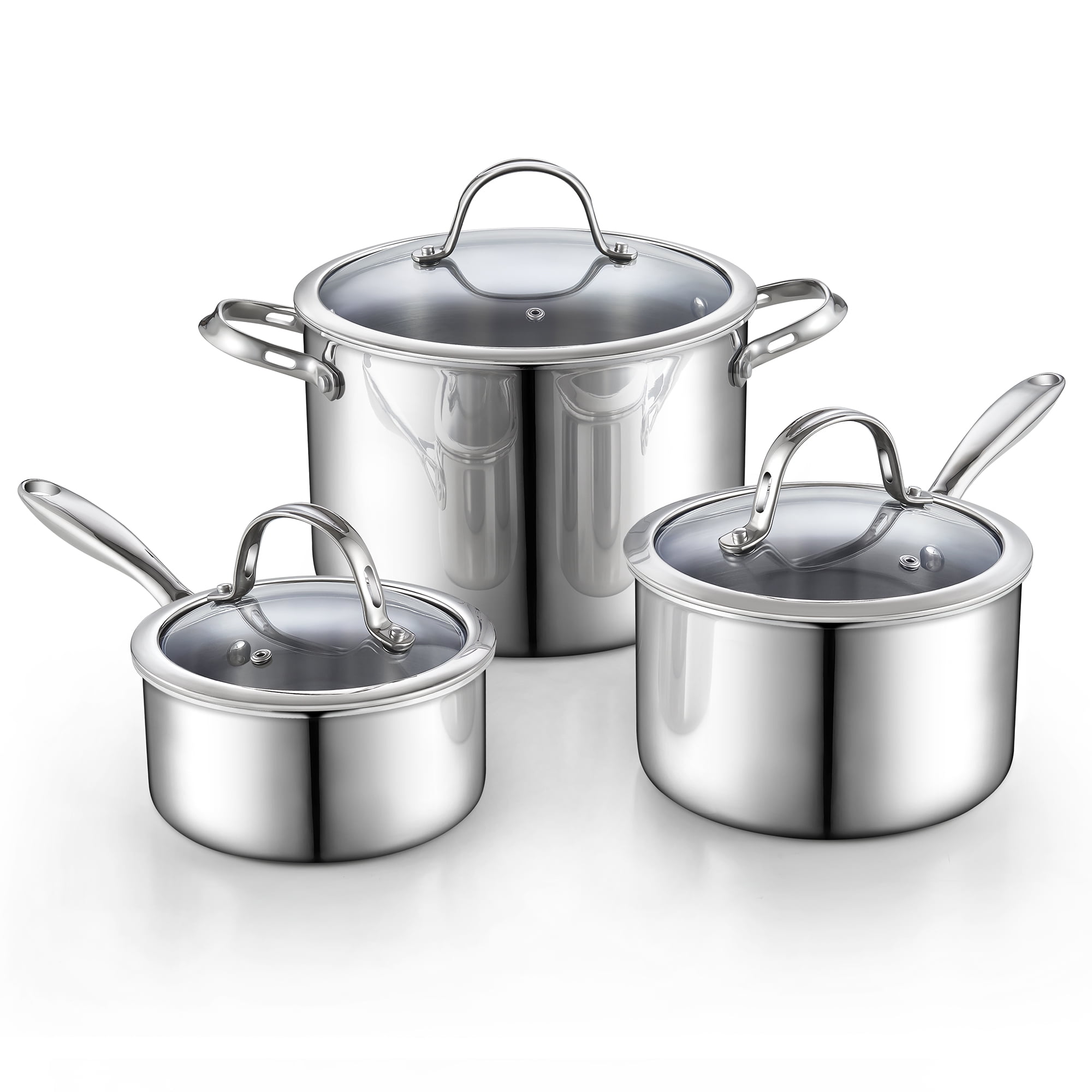 Multi-Ply Clad 10-Piece Stainless Steel Nonstick Cookware Set Multi-Ply Clad 10-Piece Stainless Steel Nonstick Cookware Set