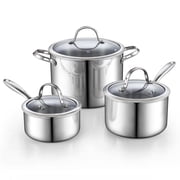 Cooks Standard Multi-ply Clad Stainless Steel Cookware Set, Includes Saucepans and Stockpot with Lids, Cool Grip Handles, Induction Compatible, Dishwasher and Oven Safe, 6-Piece