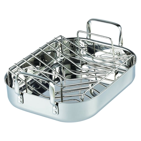 Cooks Standard Classic 14 x 12 Inch Stainless Steel Roaster Pan with V-Shaped Rack, Turkey Roasting Pan with Rack, Large Capacity, Oven and Dishwasher Safe