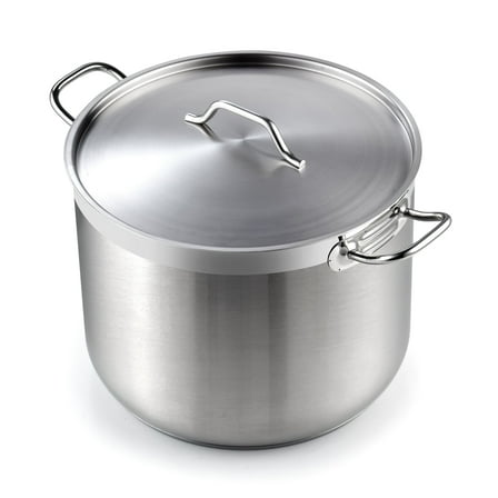 Cooks Standard Stainless Steel Stockpots, 30 Quart Professional Grade Large Stock Pot with Lid, Oven Safe Kitchen Big Pot for Cooking, Silver