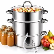 Cooks Standard Classic 11 Quart Steam Canner Juice Extractor, Stainless Steel Multipot with Glass Lid, Clamp, 2-Pcs Hose, Fruit Vegetables for Making Jelly, Sauces