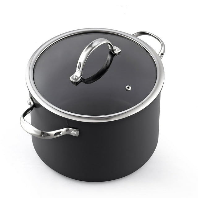 Cooks Standard 8Quart Nonstick Stock Kitchen Cookware, Hard Anodized