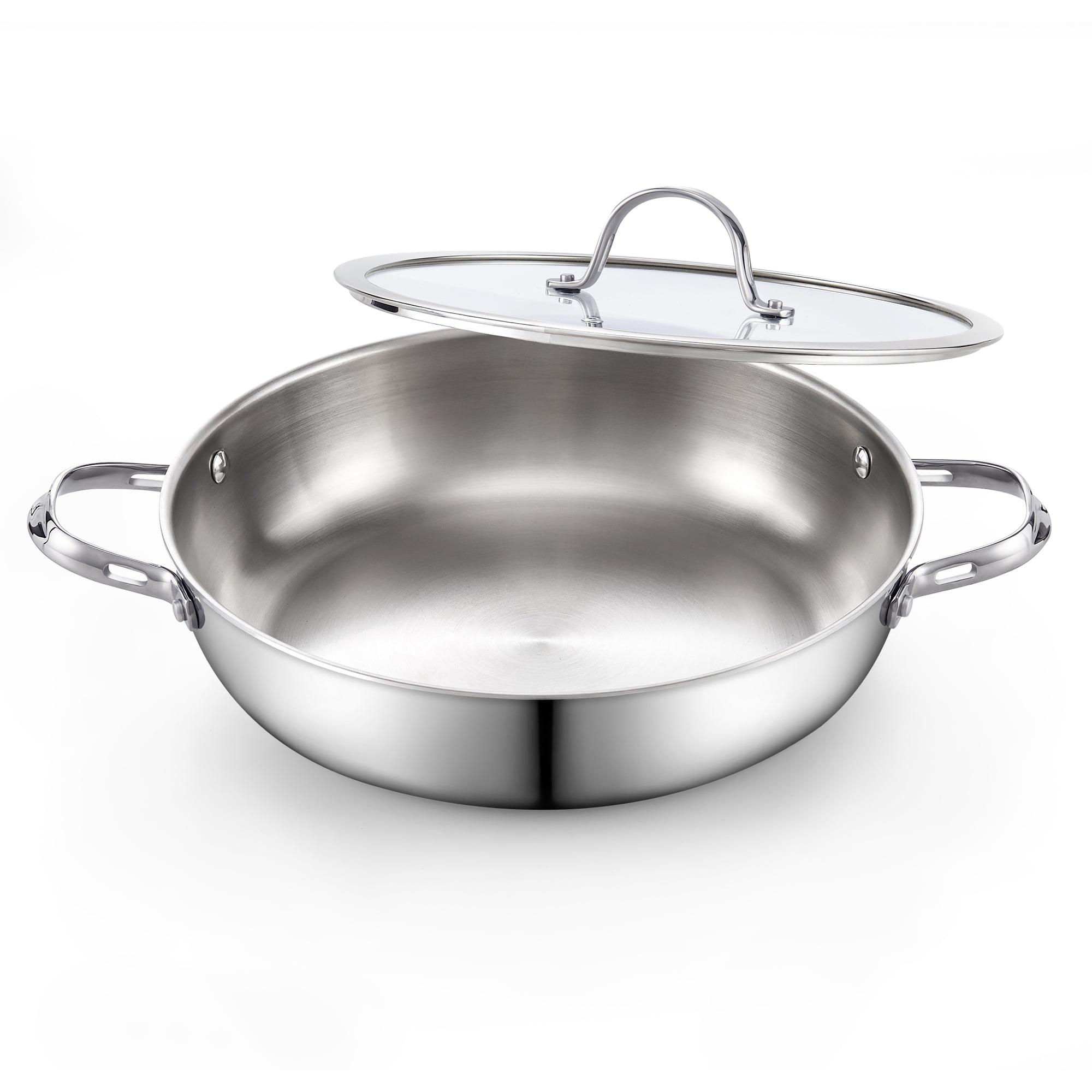 12-Inch Stainless Steel Wok with Glass Lid