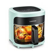 Cookstone 4.5QT Visible Glass Air Fryer with Blue Tinted Pot, 6 Preset Menus, Low-Noise Operation