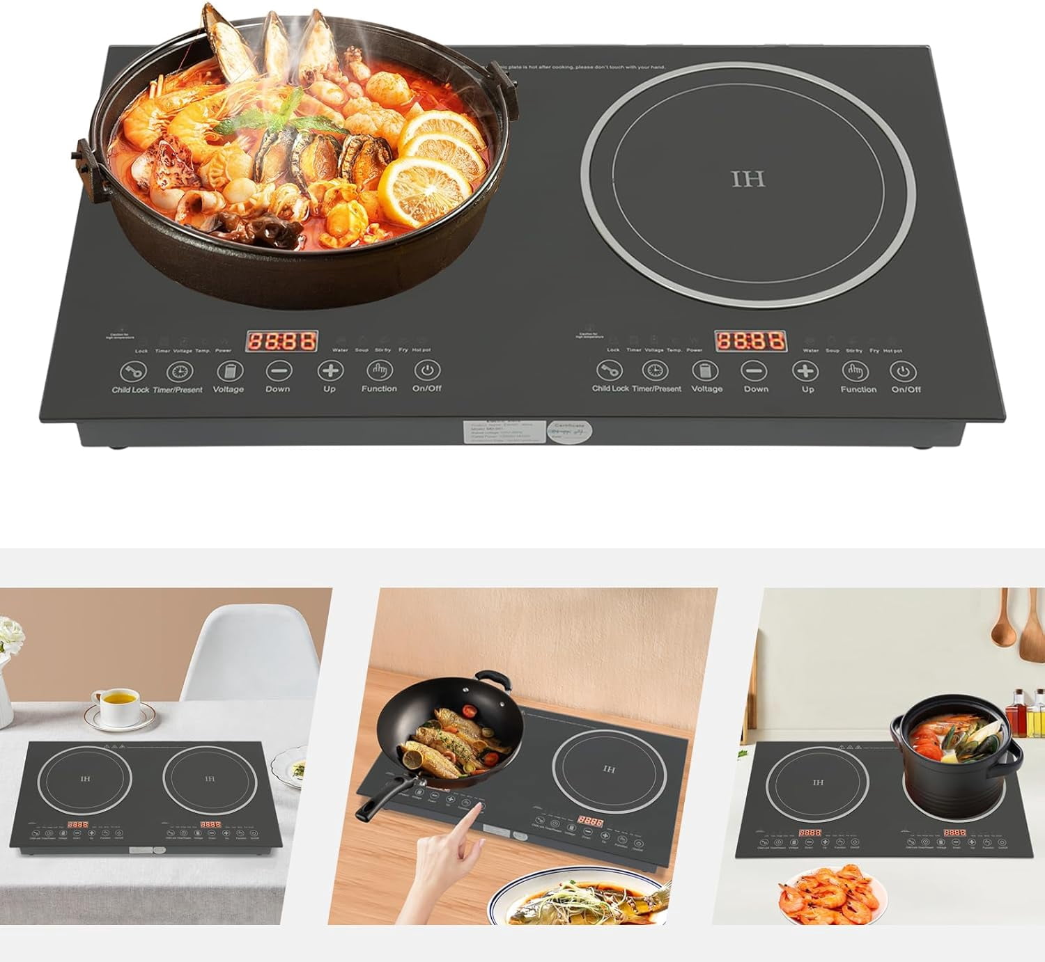 Cooktop Countertop Dual Cooker Burner Stove, 2400W  Countertop & Embedded Cooker, for Home Camping Dormitory