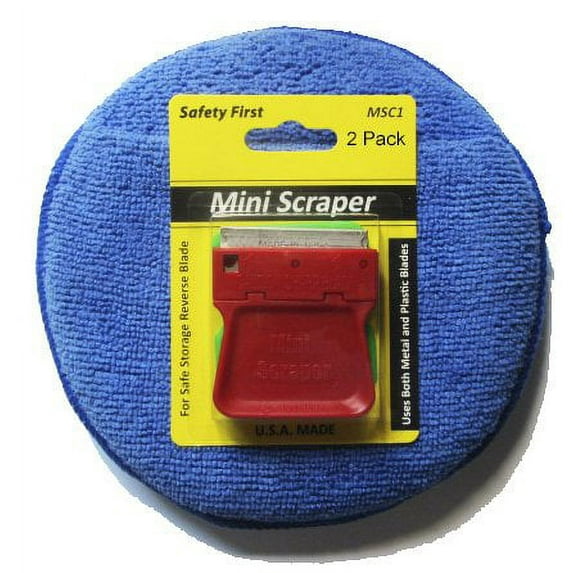Cooktop / Countertop Microfiber Pad with 2 Mini Scrapers Cleaning Kit . Contains 2 Mini Scrapers, one plastic and one with a metal blade one micro fiber cleaning sponge By Mini Scraper