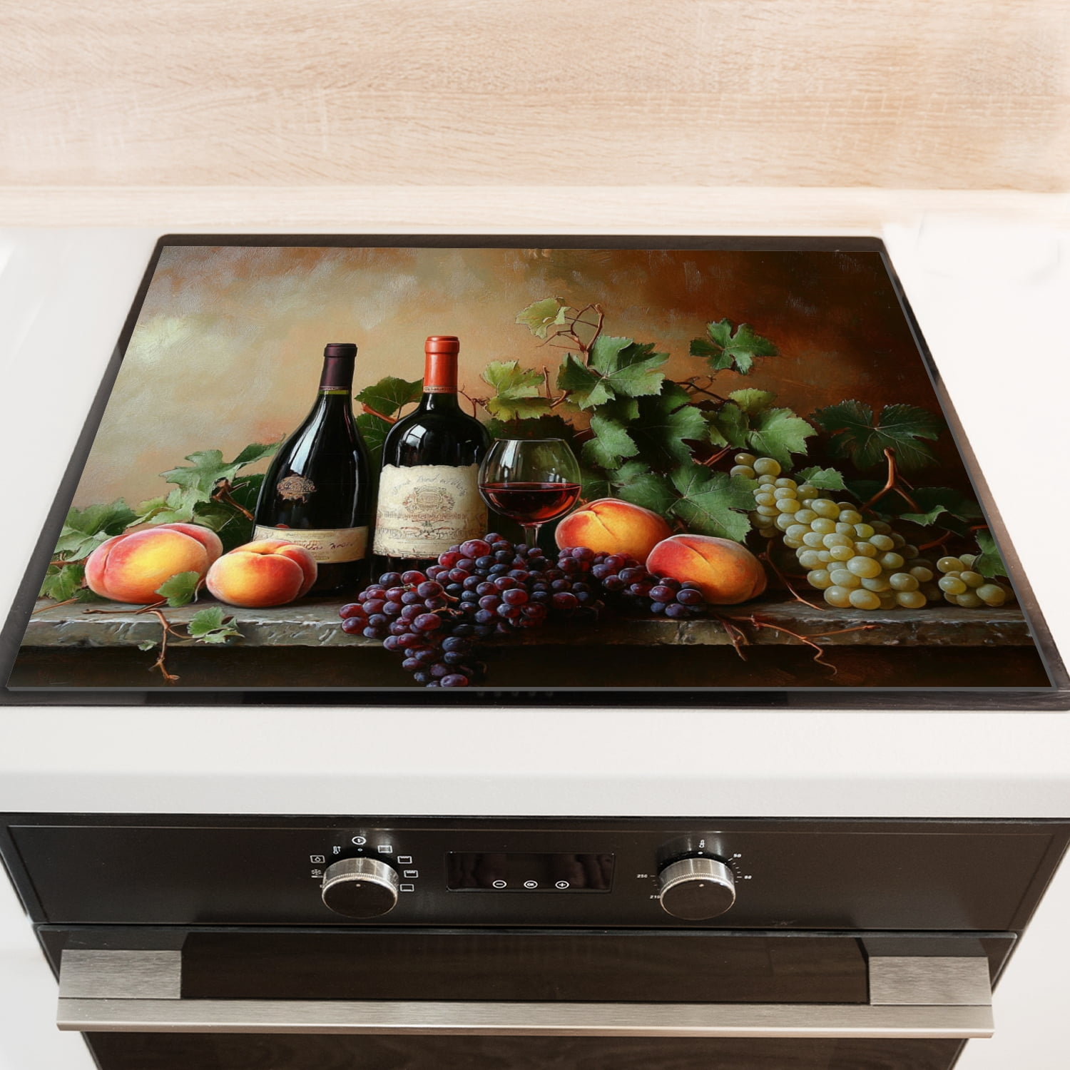 Square Stovetop Cover for Electric Stove, Vintage Wine And Grapes Print Oven Covers, Dustproof Waterproof Mat for Kitchen RV (28×20 Inch)