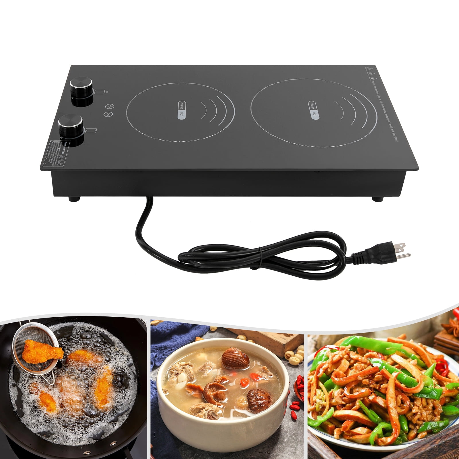 Cooktop Electric Hob Cook Top Stove 110V 2 Burners Ceramic Cooktop