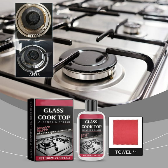 Savings Cooktop and Stove Top Cleaner,Glass Cook Top Cleaner and Polish,Grease Clean Kitchen Range Hood Strong Stove Polishing Cleaner,Cooktop Cleaner for Daily Use,100ml