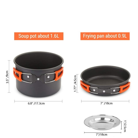 Cookware Camping Cookware Set Outdoor Cooking Equipment For Camping Hiking And Picnics For 2-3 People Compact Camp Cooking Set