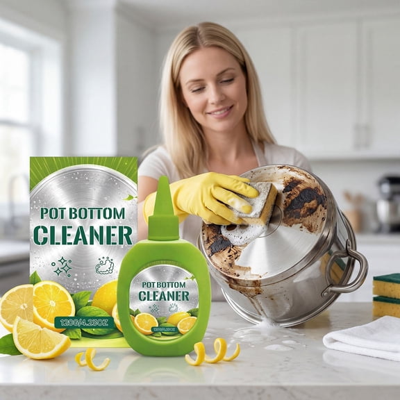 Cookware Cleaning Paste, Black Scale Erasure, Fresh Lemon Scent, Non Scratch Polishing, Heavy Stain Remover for Pots, Pans, Woks and Daily Kitchen Cookware Restoration