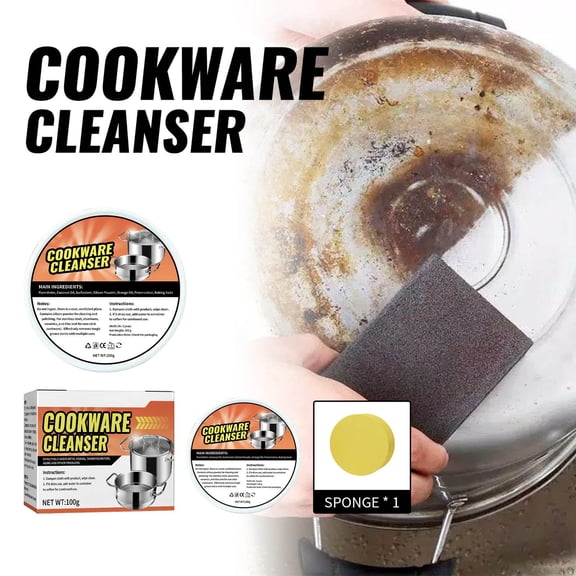 Cookware Cleanser Stainless Steel Cleaning Cream, Powerful Descaling and Rust Removal for Pots, Pans, Range Hoods, Aluminum and Ceramic Tile Surfaces