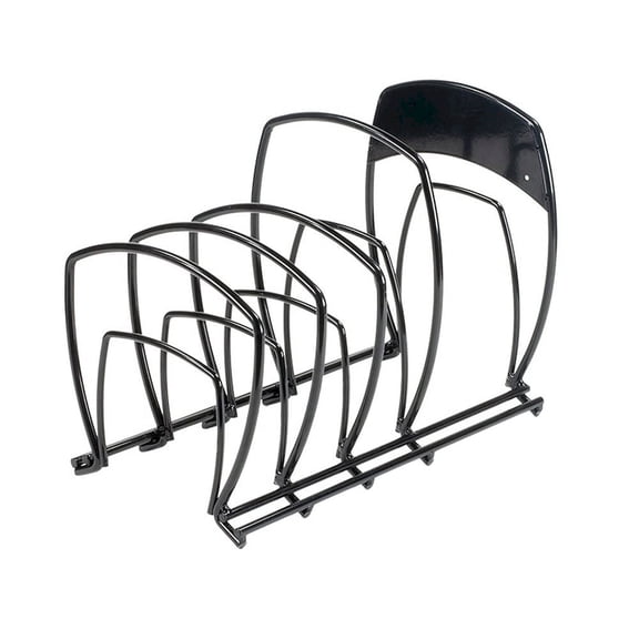 Cookware Organizer - 5-Tier - Multi-Tier Storage Rack for Cookware & Accessories - Space-Saving Organizer for Cast Iron, Lids & Kitchen Essentials - Matte Black