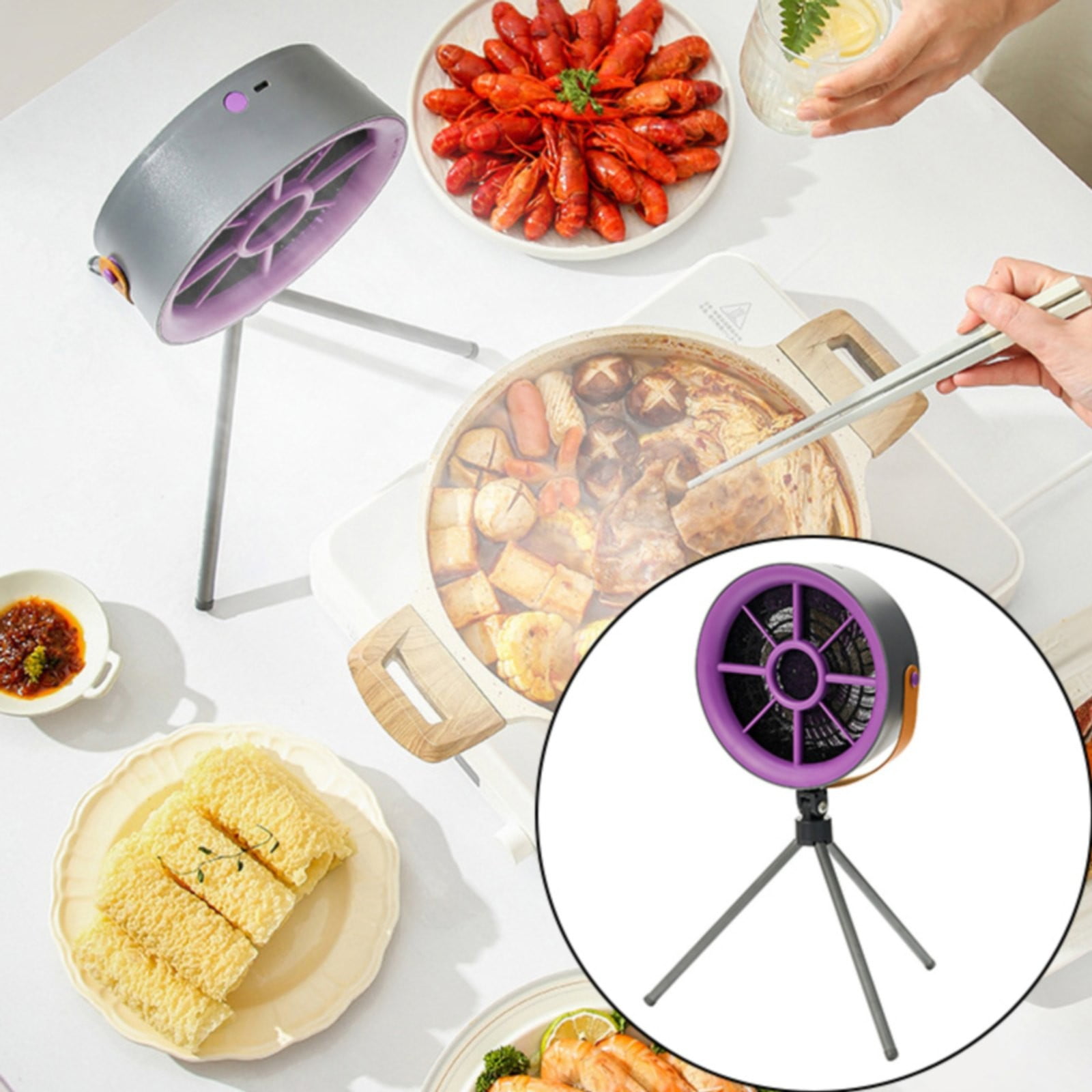 Cookware Set Clearance! Purifier Purifier Fan Portable Range Hood Kitchen 3 Speed Desktop Compact Range Hood with 2 Pcs Filter Cotton Purifier Fan for Indoor Rvs