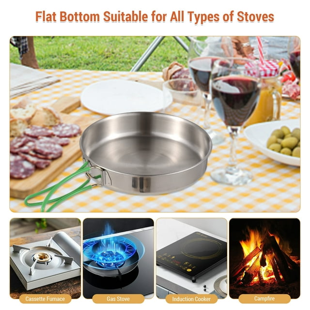 Cookware,Steel 12 Collapsible Cookware Stainless Allinone Camp Pan