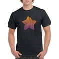 thumbnail image 1 of Cool 3D Star in sunset colors Men Black T-Shirt, Male 3X-Large, 1 of 4