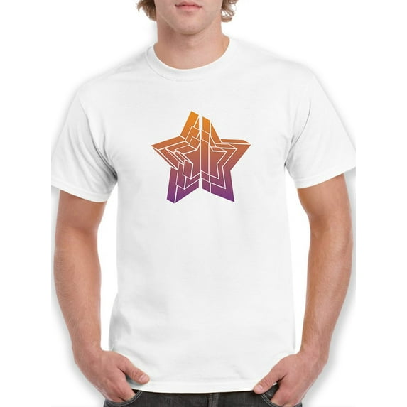 Cool 3D Star in sunset colors Men White T-Shirt, Male x-Large