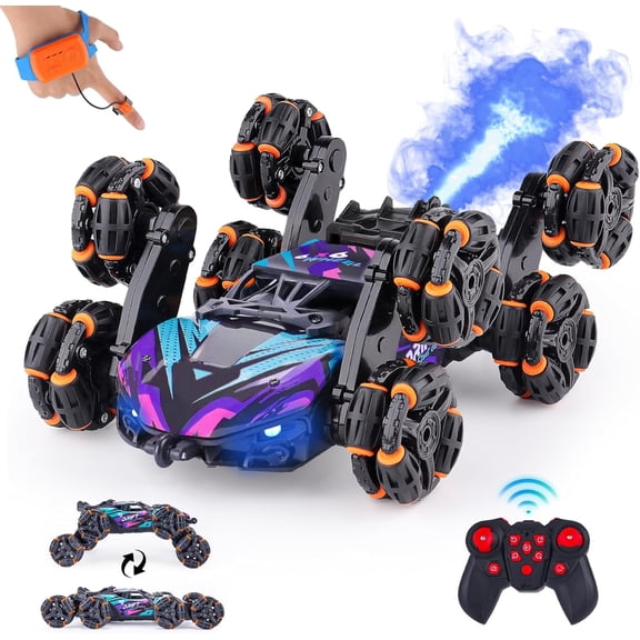 Cool 8 Wheels Hand Controlled RC Stunt Car Toys, Xmas Gifts and Birthday Presents for Kids, Gesture Sensing Remote Control Cars for Boys Age 5-7 8-10 11 12 Year Old