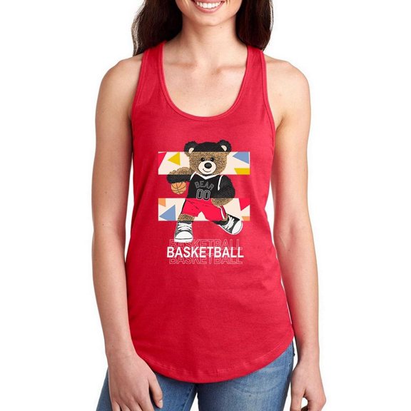 Cool 90s Basketball Bear Racerback Tank Women -Image by Shutterstock, Female Large