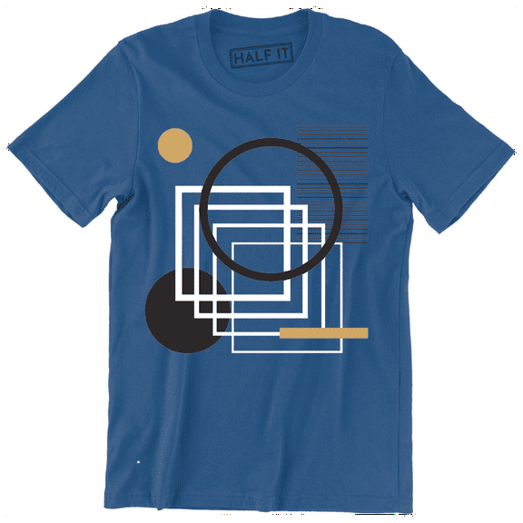 Cool Abstract Geometric Overlapped Squares Lines and Circles Men's T-Shirt